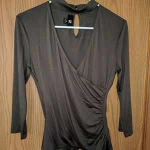 Deep V wrap choker top